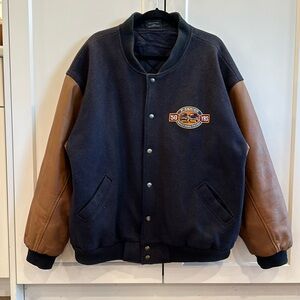 VINTAGE 1998 Ford F-Series 50 Year Anniversary Bomber Jacket Black & Brown - EUC